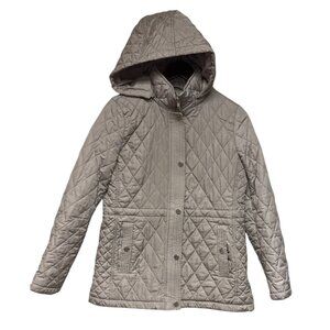Michael Kors Anorak Women's Coat Quilted Jacket Tan Hooded Zip Size Small